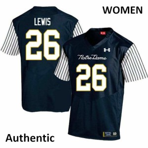 Women Notre Dame Fighting Irish Clarence Lewis #26 Navy Blue Alternate Authentic Stitched Jerseys 993851-703