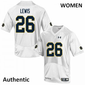 Women's Notre Dame Fighting Irish Clarence Lewis #26 White University Authentic Jersey 872445-856
