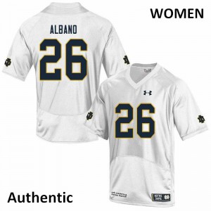 Womens Notre Dame Fighting Irish Leo Albano #26 White Authentic High School Jerseys 833128-808