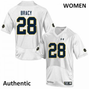 Women Notre Dame Fighting Irish TaRiq Bracy #28 Stitch White Authentic Jerseys 482143-313
