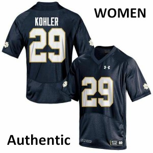 Womens Notre Dame Fighting Irish Sam Kohler #29 Navy Blue Authentic Embroidery Jersey 237479-207