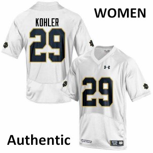 Women's Notre Dame Fighting Irish Sam Kohler #29 White Authentic Embroidery Jerseys 984645-894