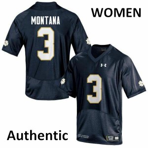 Women's Notre Dame Fighting Irish Joe Montana #3 Navy Blue Stitch Authentic Jerseys 338515-946