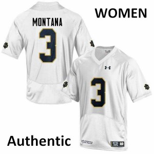 Women Notre Dame Fighting Irish Joe Montana #3 White High School Authentic Jerseys 335619-254