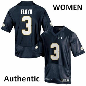 Women's Notre Dame Fighting Irish Michael Floyd #3 Authentic Stitched Navy Blue Jersey 287664-531