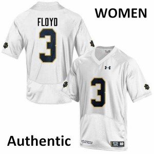 Women's Notre Dame Fighting Irish Michael Floyd #3 Authentic Stitch White Jersey 340904-785