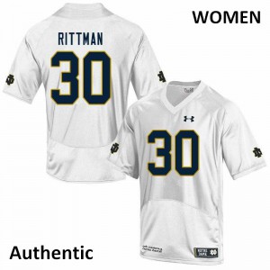 Women Notre Dame Fighting Irish Jake Rittman #30 Stitch Authentic White Jerseys 945779-397
