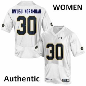 Womens Notre Dame Fighting Irish Jeremiah Owusu-Koramoah #30 White Football Authentic Jerseys 401647-609