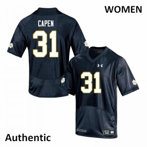 Women's Notre Dame Fighting Irish Cole Capen #31 Stitched Authentic Navy Jersey 104742-945