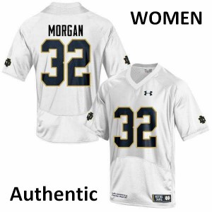 Womens Notre Dame Fighting Irish D.J. Morgan #32 Authentic White High School Jerseys 207863-571