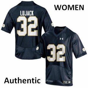 Women's Notre Dame Fighting Irish Johnny Lujack #32 College Navy Blue Authentic Jersey 231820-604