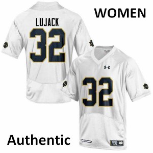 Women's Notre Dame Fighting Irish Johnny Lujack #32 Official White Authentic Jerseys 956655-906