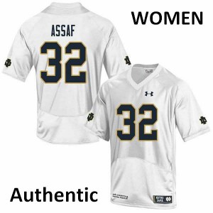 Womens Notre Dame Fighting Irish Mick Assaf #32 Authentic NCAA White Jerseys 398345-243