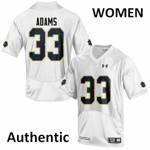 Women's Notre Dame Fighting Irish Josh Adams #33 White NCAA Authentic Jerseys 145160-779