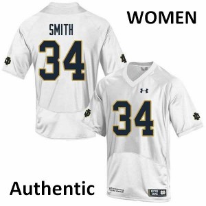Womens Notre Dame Fighting Irish Jahmir Smith #34 Authentic White Official Jersey 526852-894