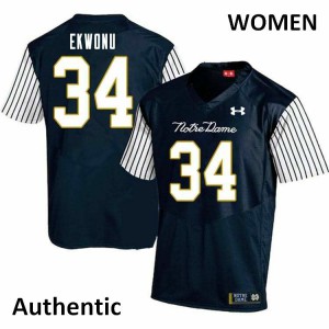 Women's Notre Dame Fighting Irish Osita Ekwonu #34 Alternate Authentic Navy Blue NCAA Jerseys 620782-969