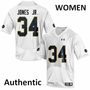 Women Notre Dame Fighting Irish Tony Jones Jr. #34 University White Authentic Jersey 227667-408
