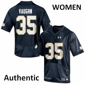 Women's Notre Dame Fighting Irish Donte Vaughn #35 Football Authentic Navy Blue Jersey 116893-426