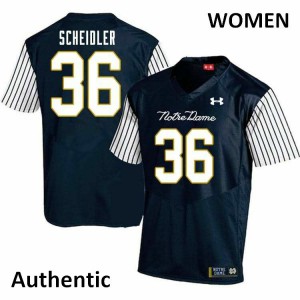 Women Notre Dame Fighting Irish Eddie Scheidler #36 Navy Blue Alternate Authentic Stitch Jerseys 155358-380
