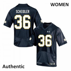 Women's Notre Dame Fighting Irish Eddie Scheidler #36 Navy Authentic NCAA Jerseys 426184-889