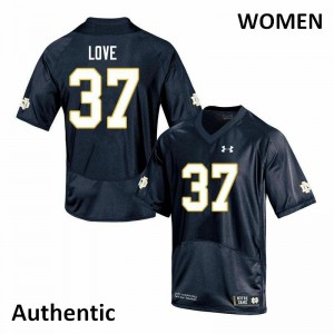 Womens Notre Dame Fighting Irish Chase Love #37 Authentic Navy Football Jersey 395051-671