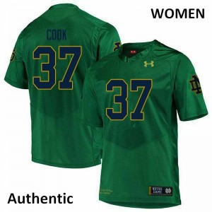 Womens Notre Dame Fighting Irish Henry Cook #37 Green Stitched Authentic Jersey 748040-110