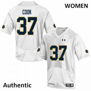 Womens Notre Dame Fighting Irish Henry Cook #37 White College Authentic Jersey 410411-871