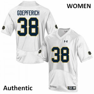 Womens Notre Dame Fighting Irish Dawson Goepferich #38 Authentic White NCAA Jerseys 763155-453