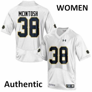 Womens Notre Dame Fighting Irish Deon McIntosh #38 Football Authentic White Jerseys 395496-841