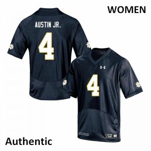 Women Notre Dame Fighting Irish Kevin Austin Jr. #4 Navy Alumni Authentic Jersey 970399-822
