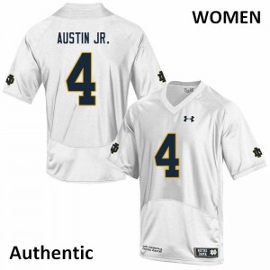 Women Notre Dame Fighting Irish Kevin Austin Jr. #4 White Authentic Player Jersey 180312-259