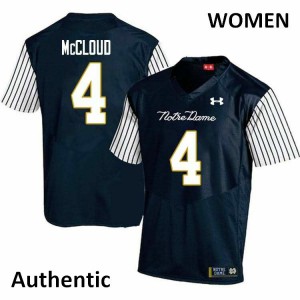 Women Notre Dame Fighting Irish Nick McCloud #4 Football Navy Blue Alternate Authentic Jersey 911272-854
