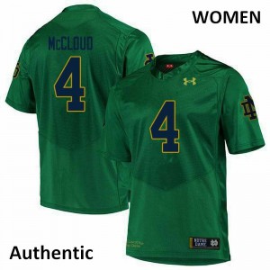 Womens Notre Dame Fighting Irish Nick McCloud #4 Authentic Green Stitch Jerseys 621805-263