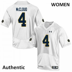 Women's Notre Dame Fighting Irish Nick McCloud #4 Authentic Football White Jerseys 256201-349