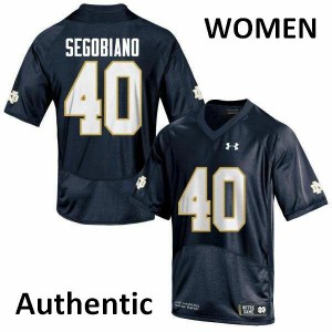 Women Notre Dame Fighting Irish Brett Segobiano #40 Authentic Embroidery Navy Blue Jersey 262860-633