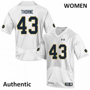 Women Notre Dame Fighting Irish Marcus Thorne #43 High School White Authentic Jersey 688303-642