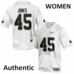 Women Notre Dame Fighting Irish Jonathan Jones #45 Authentic Stitch White Jersey 821122-479