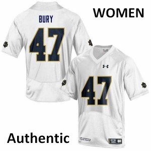 Women Notre Dame Fighting Irish Chris Bury #47 White Authentic Football Jersey 453708-121