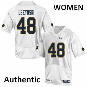 Women Notre Dame Fighting Irish Xavier Lezynski #48 White Authentic Stitched Jersey 454141-663