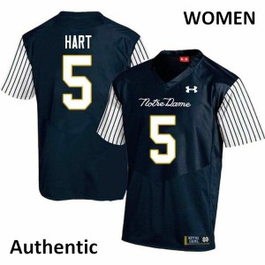 Women's Notre Dame Fighting Irish Cam Hart #5 Navy Blue Player Alternate Authentic Jersey 951121-128