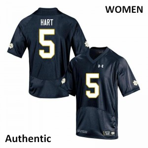 Women's Notre Dame Fighting Irish Cam Hart #5 Stitch Authentic Navy Jersey 179908-394