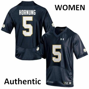 Womens Notre Dame Fighting Irish Paul Hornung #5 University Authentic Navy Blue Jerseys 920381-299