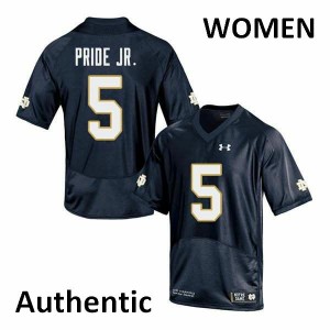 Womens Notre Dame Fighting Irish Troy Pride Jr. #5 Authentic Stitched Navy Jersey 439478-755