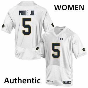 Womens Notre Dame Fighting Irish Troy Pride Jr. #5 Authentic White University Jerseys 148286-415