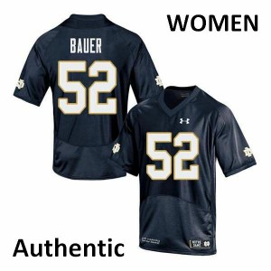 Womens Notre Dame Fighting Irish Bo Bauer #52 Navy Stitch Authentic Jerseys 307676-618