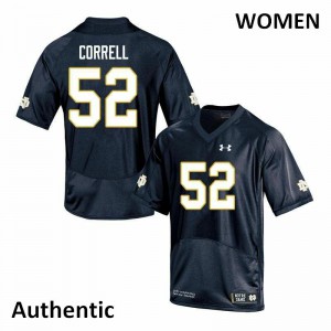 Womens Notre Dame Fighting Irish Zeke Correll #52 University Navy Authentic Jerseys 521834-605