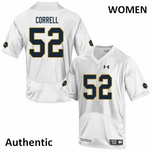 Women Notre Dame Fighting Irish Zeke Correll #52 Stitch Authentic White Jerseys 313169-445