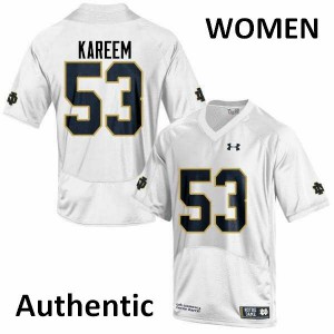 Womens Notre Dame Fighting Irish Khalid Kareem #53 Authentic Football White Jerseys 351393-148