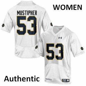 Women Notre Dame Fighting Irish Sam Mustipher #53 Authentic White Stitched Jersey 571825-881