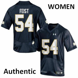 Women's Notre Dame Fighting Irish Lincoln Feist #54 Navy Blue Stitch Authentic Jerseys 356559-324